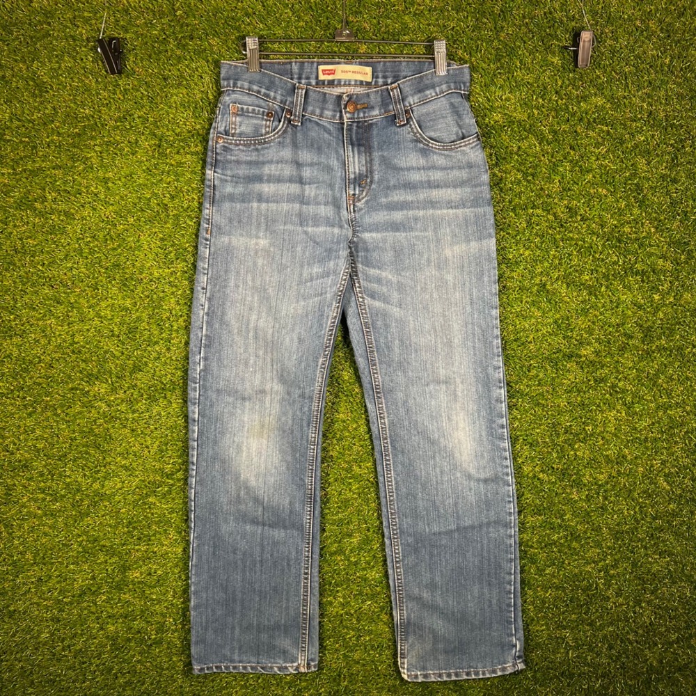 Levis 505 Regular Fit Jeans girl‎ Size 14 REG Medium Wash Blue Denim 27x27